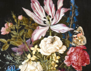 Ambrosius-Bosschaert d.ä. Blomsterstycke, 1617, olja på duk. Foto: Jens Mohr, Hallwylska museet. Bild beskuren.